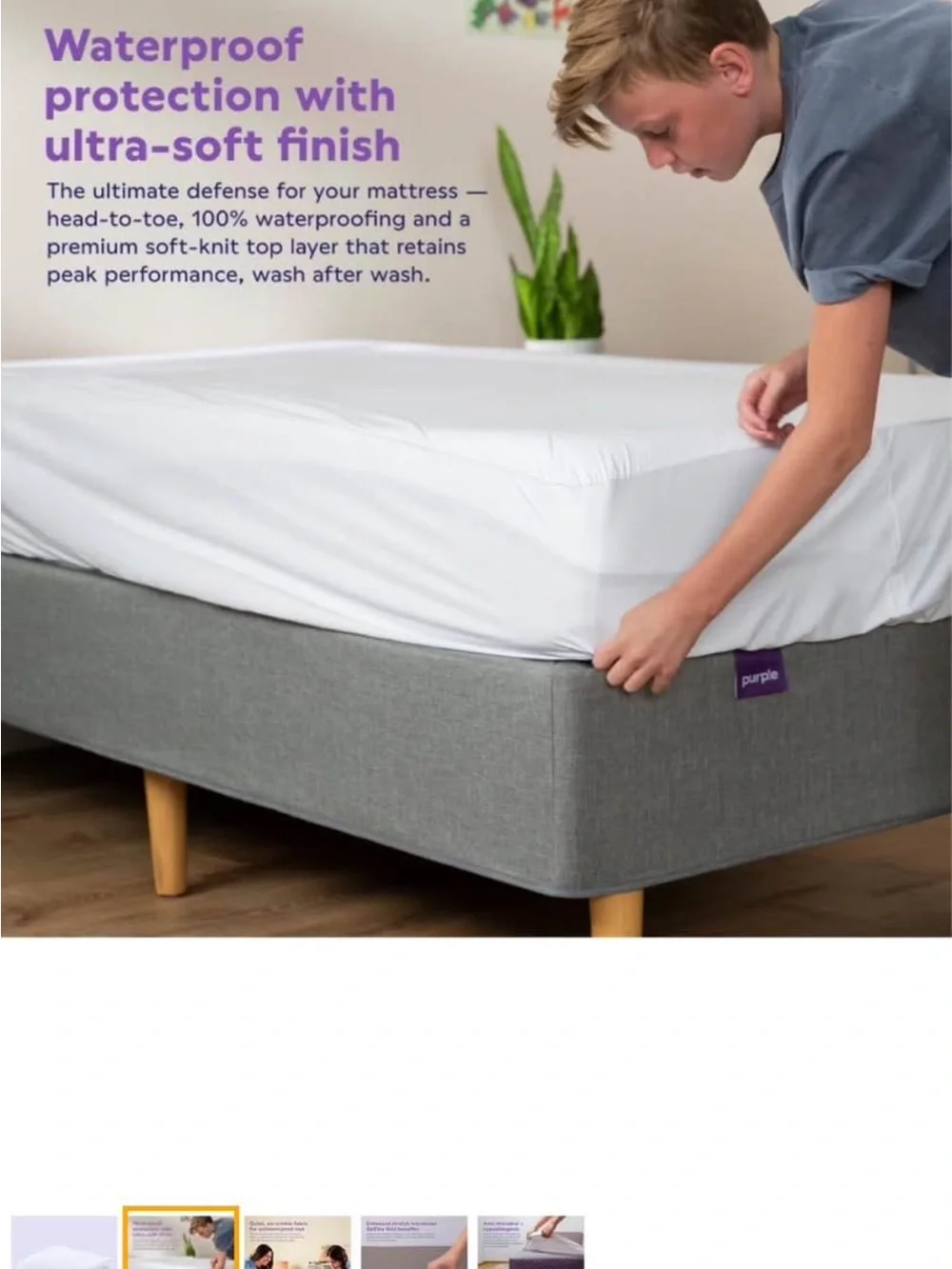 Purple Waterproof Mattress Protector Twin XL, Gold-Standard Protection